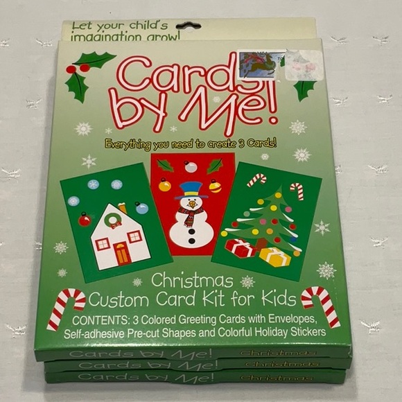Cards by Me! Christmas Custom Card Kit for Kids Three Cards w/Envelopes - Picture 1 of 5